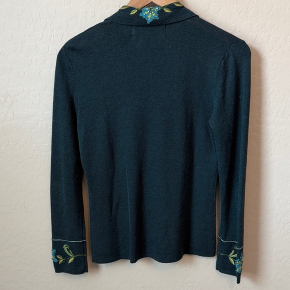 Double D Ranch Teal Cardigan with Floral Beaded Embroidery Size Small - Picture 5 of 5